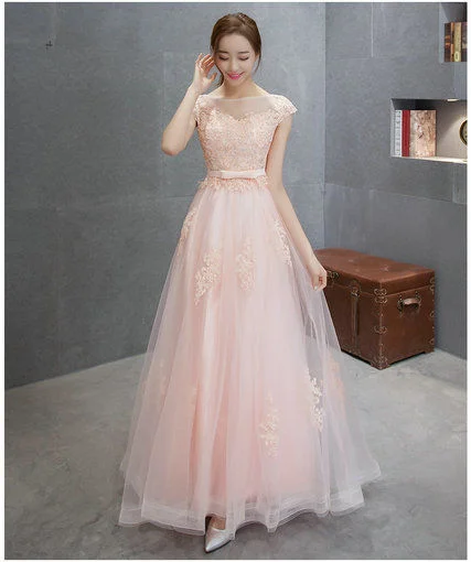 A Line Cheap Prom Dress Pink Long Evening Dress Online