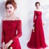 red evening dresses with sleeve 0498-08