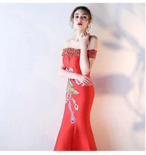 Off The Shoulder Long Formal Occasion Dress Evening Gowns For Asian