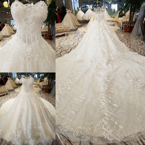 plus size wedding dress with long train