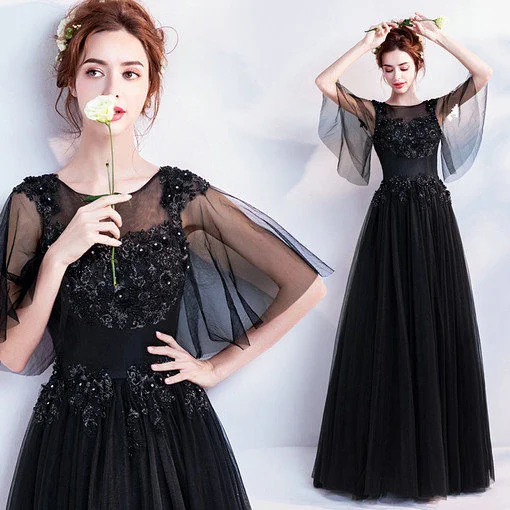 Off The Shoulder Black Prom Dress A Line Party Dress 2018