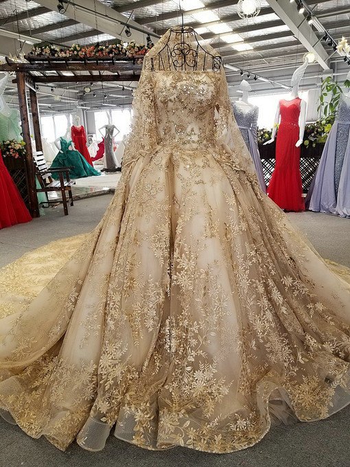 gold bridal gown