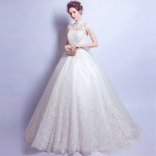 high neck wedding dress 2018