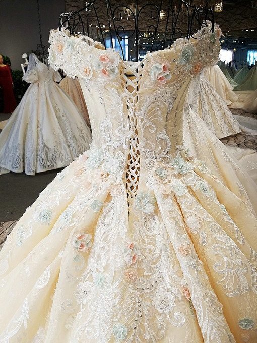 Off Shoulder Ball Gown Wedding Bridal Gown Haute Couture Plus Size Dress Online - Image 6