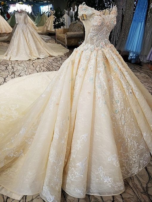 Off Shoulder Ball Gown Wedding Bridal Gown Haute Couture Plus Size Dress Online - Image 5