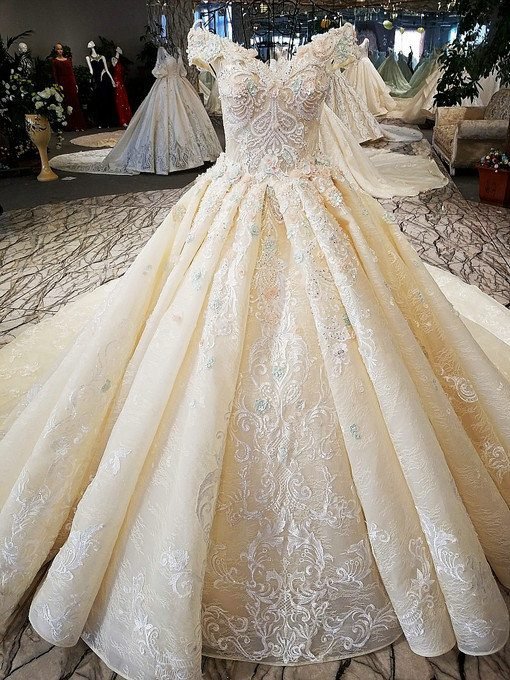 hand made lace bridal dress-0533-10