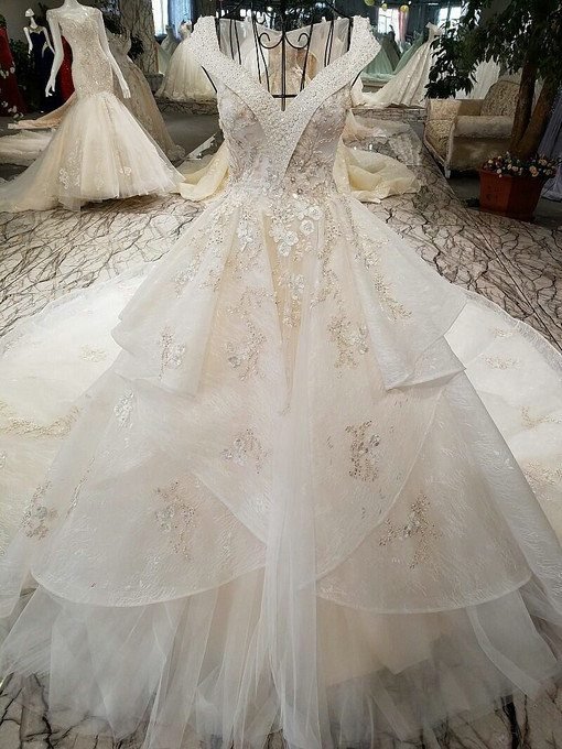 haute couture v neck wedding dress-0530-04