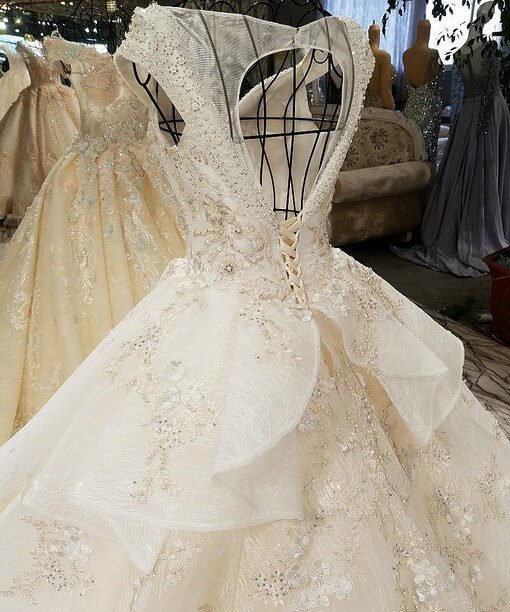 haute couture v neck wedding dress-0530-05