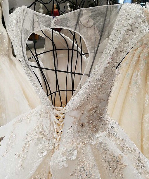 haute couture v neck wedding dress-0530-06