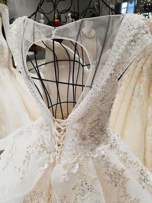 haute couture v neck wedding dress-0530-06
