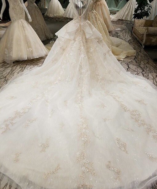 haute couture v neck wedding dress-0530-07