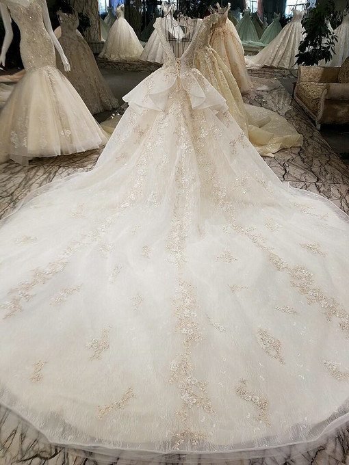 haute couture v neck wedding dress-0530-07