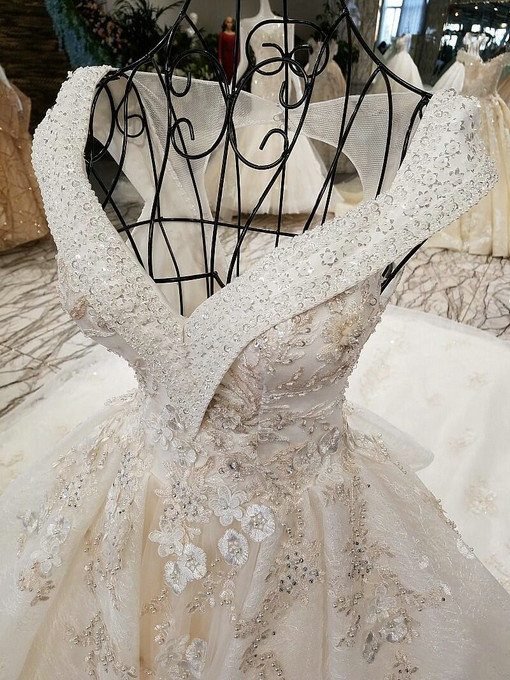 haute couture v neck wedding dress-0530-08