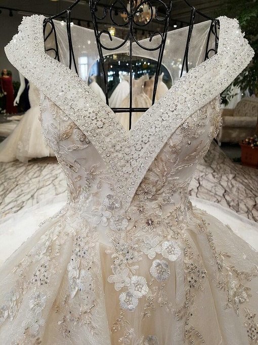 haute couture v neck wedding dress-0530-09