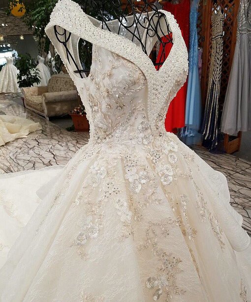 haute couture v neck wedding dress-0530-10