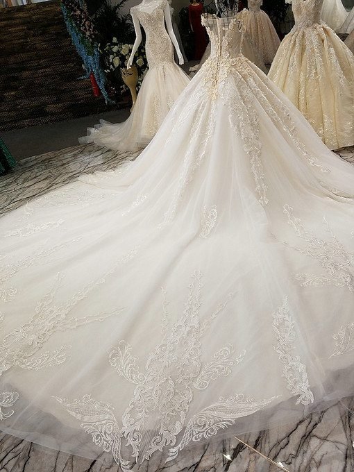 Hand Made Champagne Wedding Dress Haute Couture - Image 4