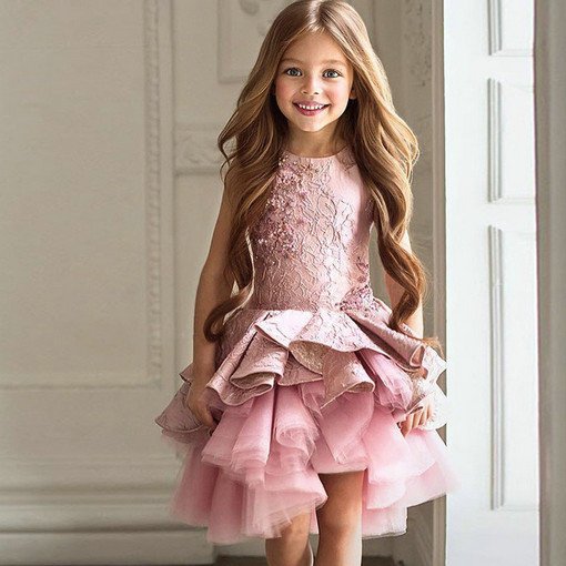 Little Girls Dresses Pink Lace 