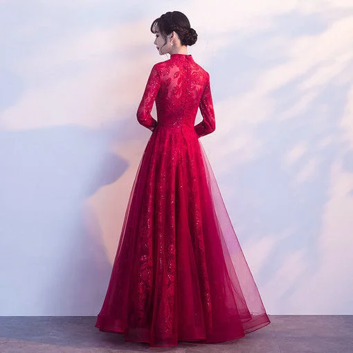 strapless open back dress Giulia Long Sleeve Maxi Dress, Red  Jolie Moi Retail