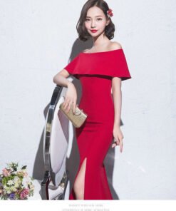 red prom dress mermaid -589-02