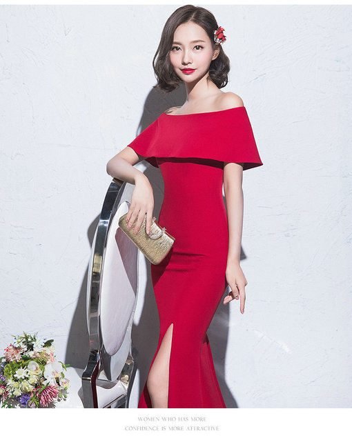 red prom dress mermaid -589-02