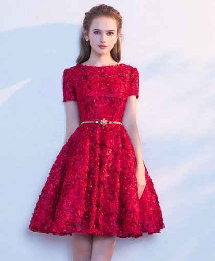 red and pink formal dress