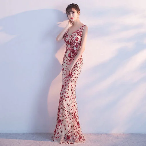 v neck evening dress-588-01