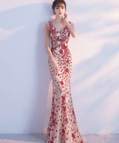 v neck evening dress-588-02