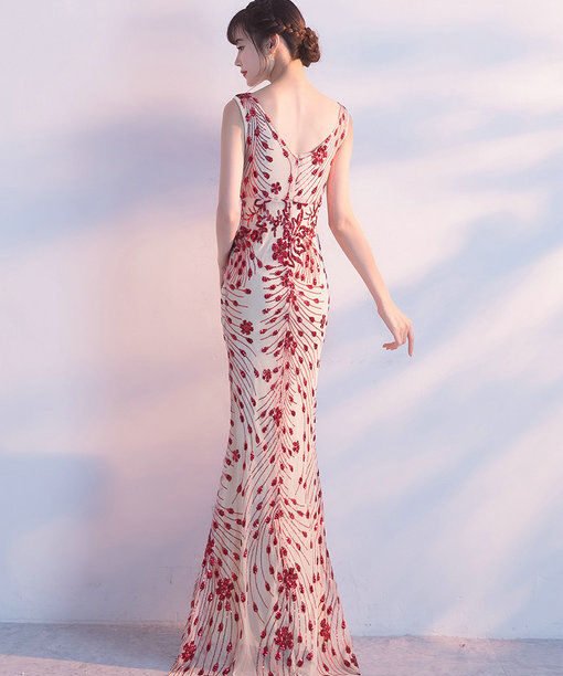 v neck evening dress-588-04