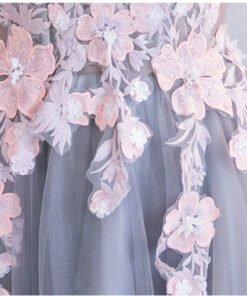 a line evening dress grey 0658-02