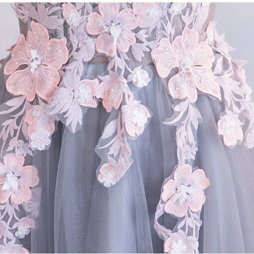 a line evening dress grey 0658-02