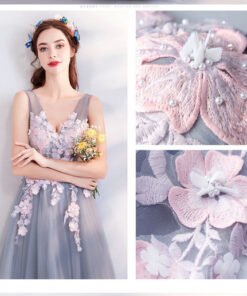 a line evening dress grey 0658-03