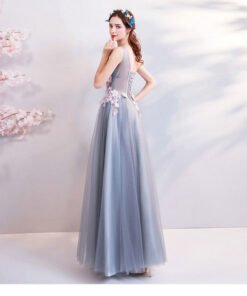 a line evening dress grey 0658-04