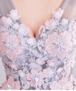 a line evening dress grey 0658-08