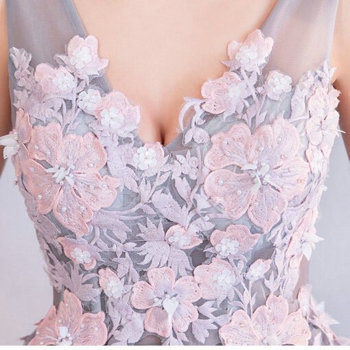 a line evening dress grey 0658-08