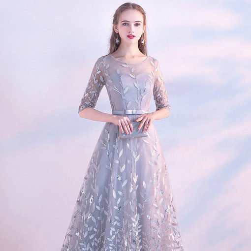 grey evening dress 0662-02