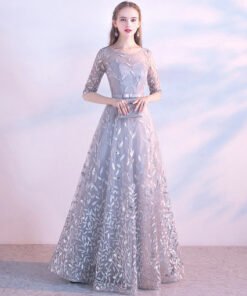 grey evening dress 0662-03
