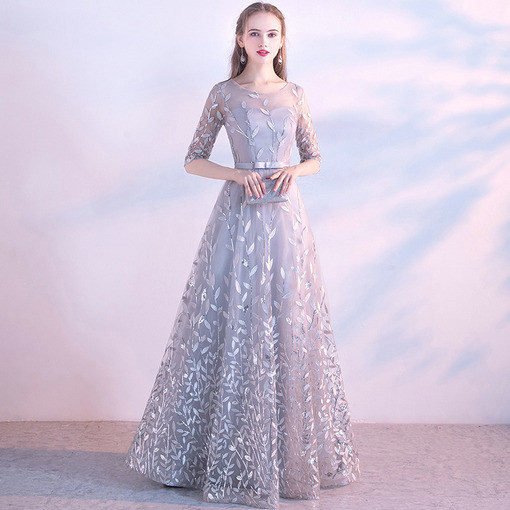 grey evening dress 0662-03