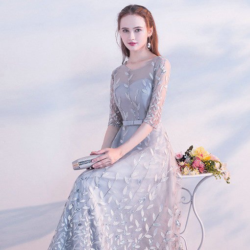 grey evening dress 0662-06