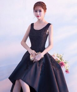 high low black cocktail dress 0663