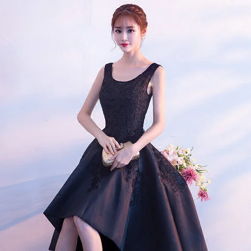 high low black cocktail dress 0663