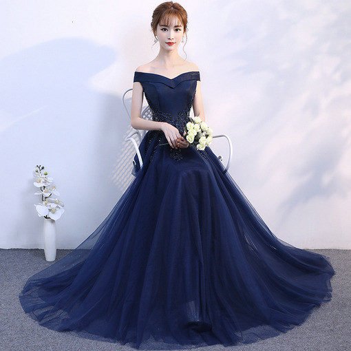 long prom dress blue 0665-05