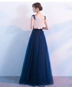 long prom dress dark blue 0666-04