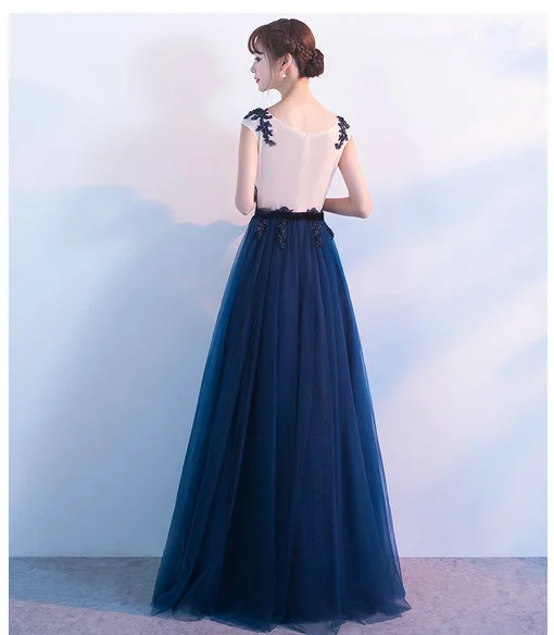 long prom dress dark blue 0666-04