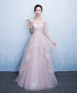 long prom dress pink 0667-04