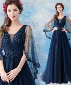 prom dress dark blue 0656-04