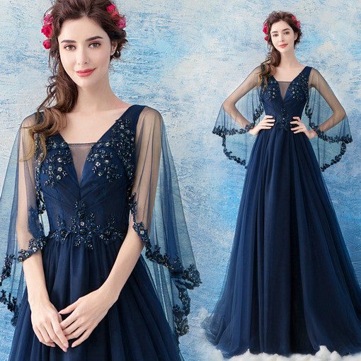 prom dress dark blue 0656-04