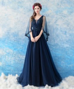 prom dress dark blue 0656-08