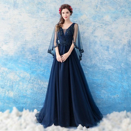 prom dress dark blue 0656-08
