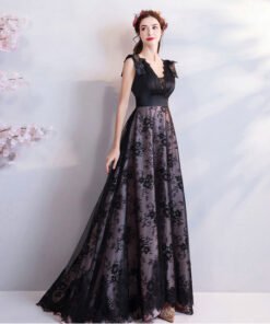 black evening dress plus size 0678-02