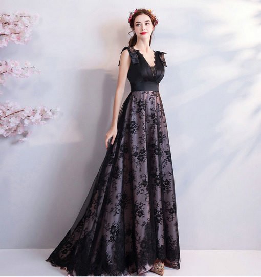 black evening dress plus size 0678-02